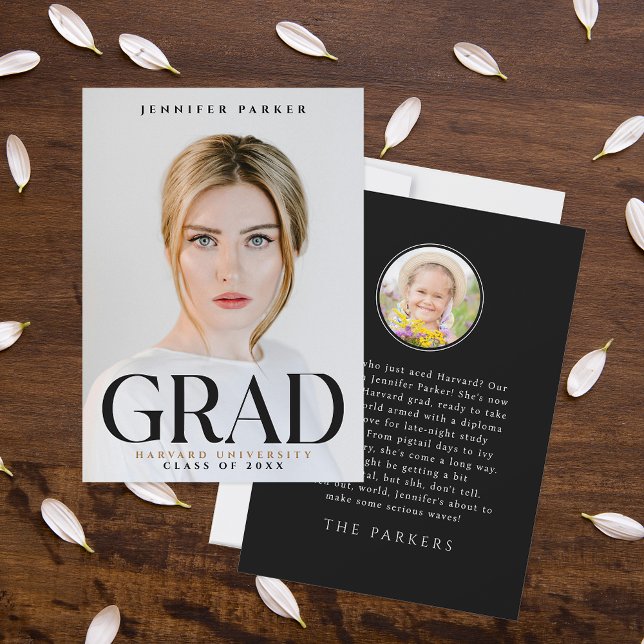 Modernes elegantes Graduate Foto Portrait Name Bla Ankündigung (Von Creator hochgeladen)