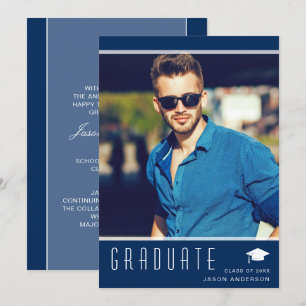 Modernes Elegantes Graduate Stilvolles Foto Blau Ankündigung
