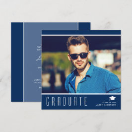 Modernes Elegantes Graduate Stilvolles Foto Blau & Ankündigung