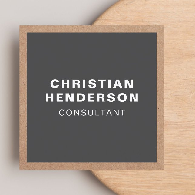 Modernes, elegantes Grey Kraft Paper Consultant Quadratische Visitenkarte (Von Creator hochgeladen)
