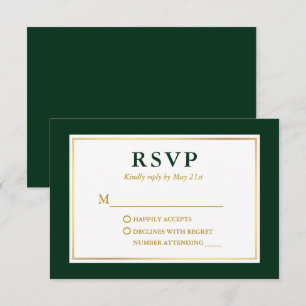 Modernes, elegantes, grün-weißes Gold RSVP Karte