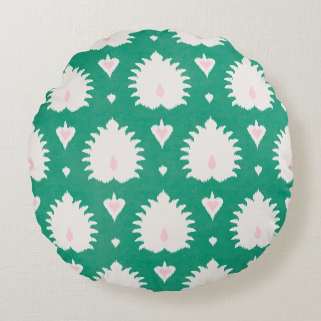 Modernes, elegantes, grünes, rosa Farbmuster Rundes Kissen (Vorderseite)