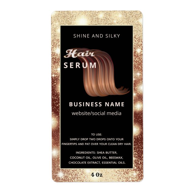Modernes, elegantes Haar-Script-Serumlabel (Vorne)