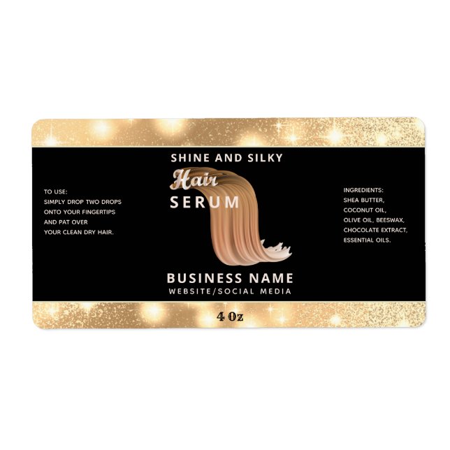 Modernes, elegantes Haar-Script-Serumlabel (Vorne)