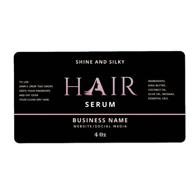 Modernes, elegantes Haarserumlabel (Vorne)