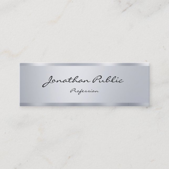 Modernes, elegantes, handgeschriebenes Script-Silv Mini Visitenkarte (Vorderseite)