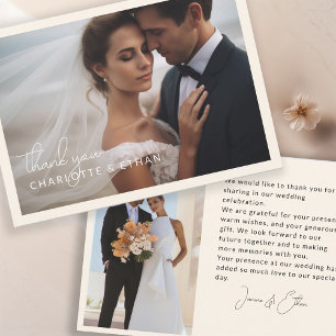 Modernes, elegantes, handschriftlich 2 Fotos Dankeskarte