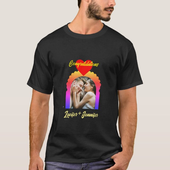 Modernes elegantes Hochzeitsfoto Unisex T-Shirt (Vorderseite)