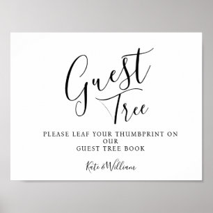 Modernes, elegantes Hochzeitsguestbook Tree SIGN Poster