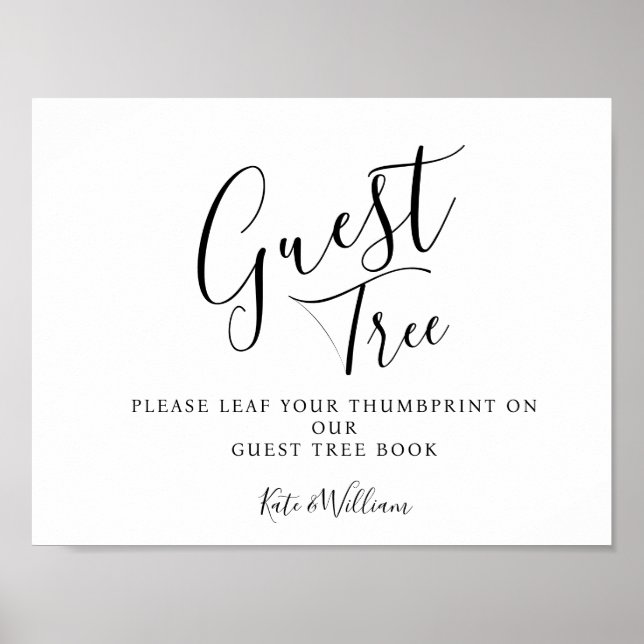 Modernes, elegantes Hochzeitsguestbook Tree SIGN Poster (Vorne)