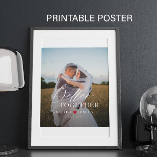Modernes, elegantes Hochzeitskoppel-Foto-Overlay Poster