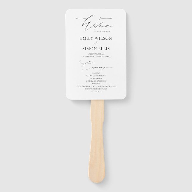Modernes, elegantes Hochzeitsprogramm Fächer (Vorderseite)