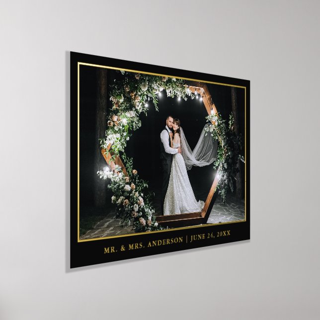 Modernes elegantes Hochzeitsstil-Foto Schwarz und  Foliendrucke (Ablage )