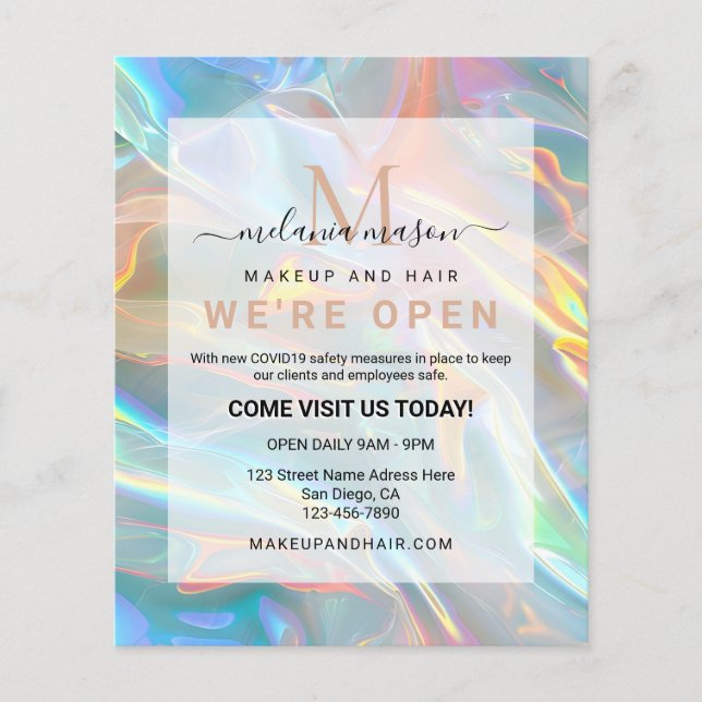 Modernes elegantes Holografisches Irediskent Flyer (Vorne)