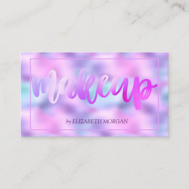 Modernes, elegantes holografisches Makeup Visitenkarte (Vorderseite)