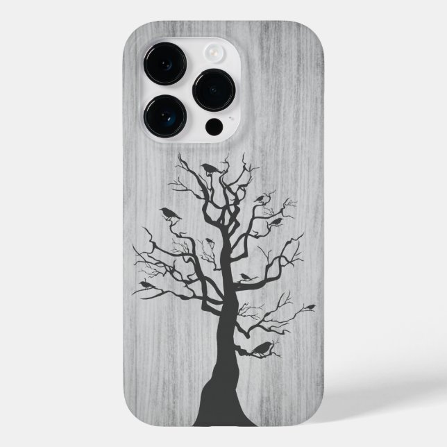Modernes, elegantes Holz - Baum und Krähe - Holz Case-Mate iPhone 14 Pro Hülle (Rückseite)
