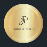 Modernes, elegantes Imitat Gold Template Monogram Magnet<br><div class="desc">Moderne elegante Imitate Gold Template Monogram Round Magnet.</div>
