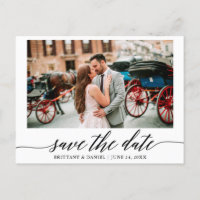 Modernes elegantes Kalligrafie-Foto Save the Date