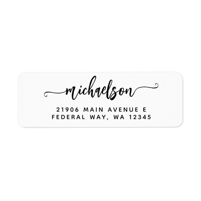 Modernes, elegantes Kalligrafie-Nachname-Label (Vorne)