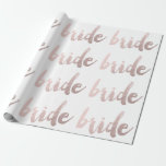 modernes elegantes klares Imitat-Rosengold "Braut Geschenkpapier<br><div class="desc">Eleganter und klarer Rosengoldbrautentwurf. Sie können den Entwurf besonders anfertigen, indem Sie die Hintergrundfarbe ändern und Namen oder jeden möglichen anderen Text addieren.</div>