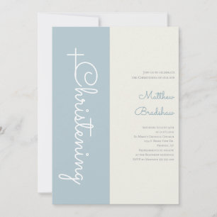 Modernes Elegantes Light Blue Baby Boy Christening Einladung