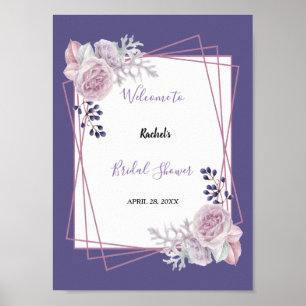 Modernes, elegantes lila Brautparty mit floraler A Poster