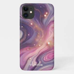 Modernes, elegantes Lila Goldmarmor Personalisiert Case-Mate iPhone Hülle