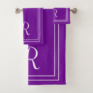 Modernes, elegantes Lila-weites Monogramm Badhandtuch Set
