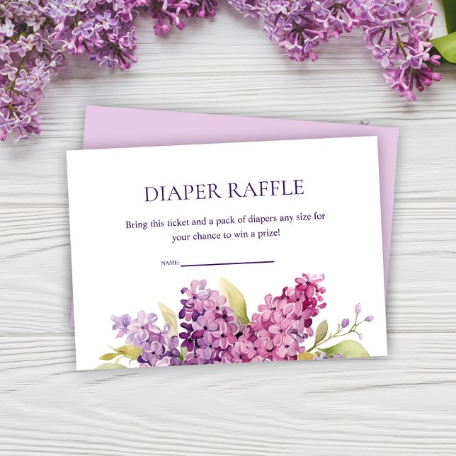 Modernes elegantes Lilac Baby Duschdusche Windelwa Begleitkarte (Modern Elegant Lilac Baby Shower Diaper Raffle Enclosure Card)