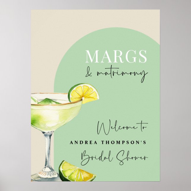 Modernes elegantes Margs- und Matrimont-Brautparty Poster (Vorne)