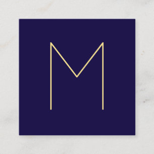 Modernes elegantes Marine-Blau und Goldmonogramm Quadratische Visitenkarte