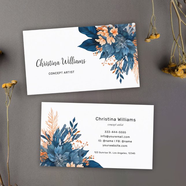 Modernes elegantes Marketing Wasserfarben Visitenkarte (Modern Elegant Watercolor Floral Marketing Business Card)