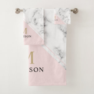Modernes, elegantes Marmormonogramm Badhandtuch Set