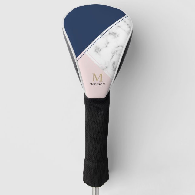 Modernes, elegantes Marmormonogramm Golf Headcover (Vorderseite)