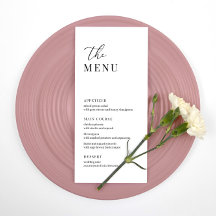 Modernes, elegantes Menü für Hochzeiten und Empfan