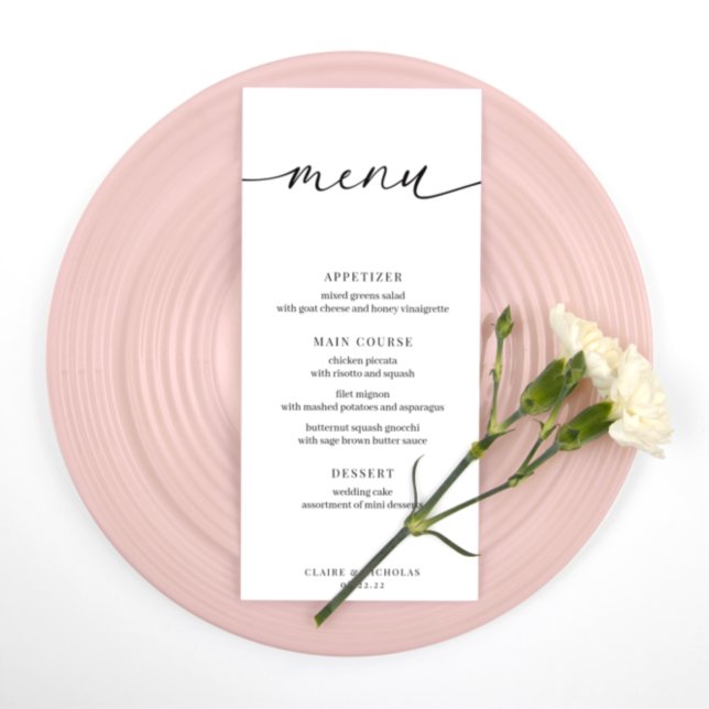 Modernes, elegantes Menü für Hochzeiten und Empfan Menükarte (Von Creator hochgeladen)