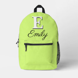 Modernes elegantes Mindaro-Gelb-Grün-Monogramm Bedruckter Rucksack