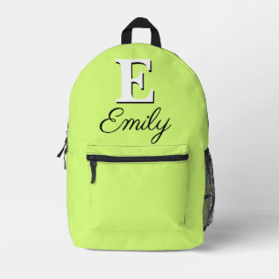 Modernes elegantes Mindaro-Gelb-Grün-Monogramm Bedruckter Rucksack