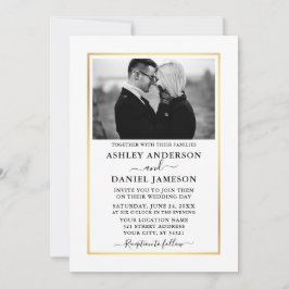 Modernes, elegantes Minimalistisches Foto BW Weddi Einladung