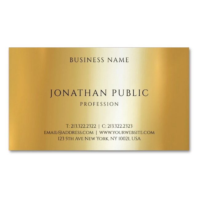 Modernes elegantes Minimalistisches Imitat-Gold Magnetische Visitenkarte (Vorderseite)