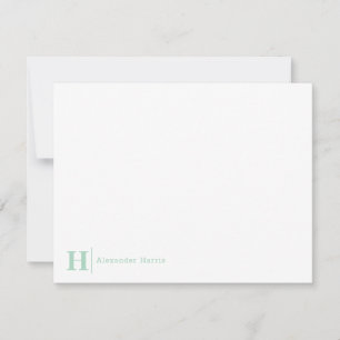 Modernes, elegantes Mongram Line Mint Green Mitteilungskarte