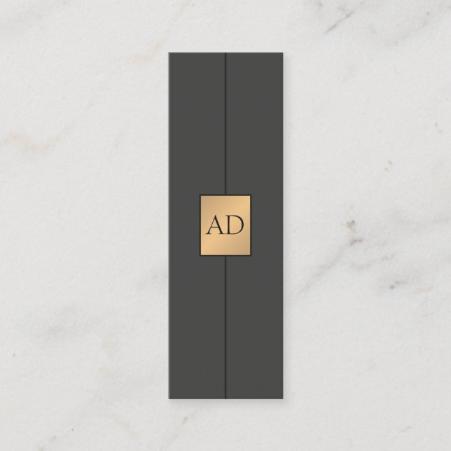 Modernes, elegantes Monogram Gray Imitats Gold Con Mini Visitenkarte (Vorderseite)