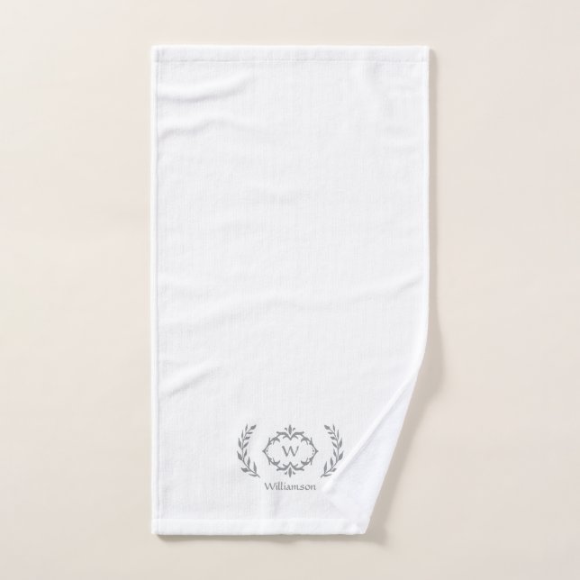 Modernes, elegantes Monogram, Initial Trendy White Badhandtuch Set (Handtuch)