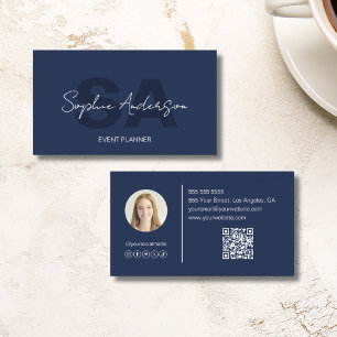 Modernes, elegantes Monogram Navy Blue Beruflich Visitenkarte