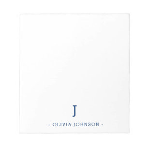 Modernes elegantes Monogram Navy White Notepad Notizblock