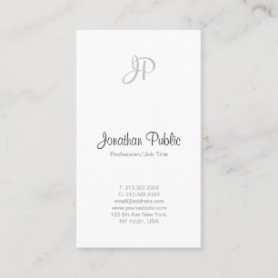 Modernes, elegantes Monogram Sleek Beruflich White Visitenkarte