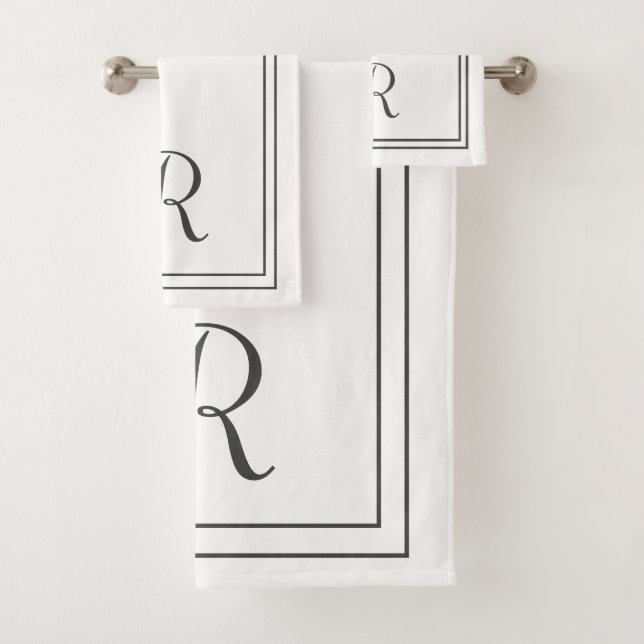 Modernes, elegantes Monogramm aus schwarzen und we Badhandtuch Set (Insitu)