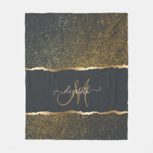 Modernes, elegantes Monogramm der Gold-Touch Fleecedecke