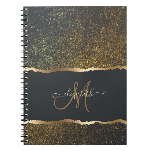 Modernes, elegantes Monogramm der Gold-Touch Notizblock (Vorderseite)