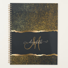 Modernes, elegantes Monogramm der Gold-Touch Planer